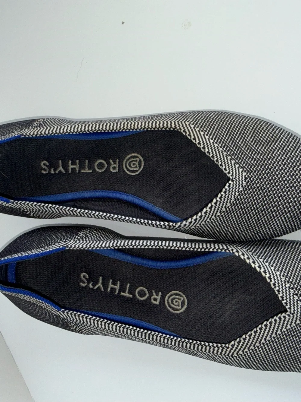 ROTHYS The Flat Round Toe Birdseye Grey Woven Sustainable classic Flats 8.5